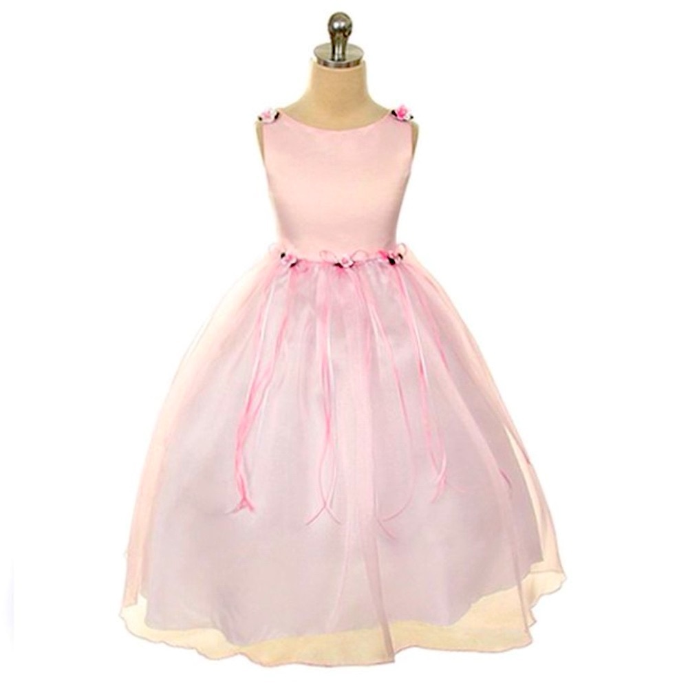 NEW Pearl Flower Embroidery Organza Dress w headband  PINK Formal 12M 12…